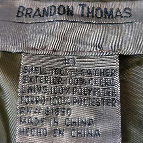 Brandon Thomas Suede Leather Pants Olive Green Women's Size 10 - Picture 4 of 4